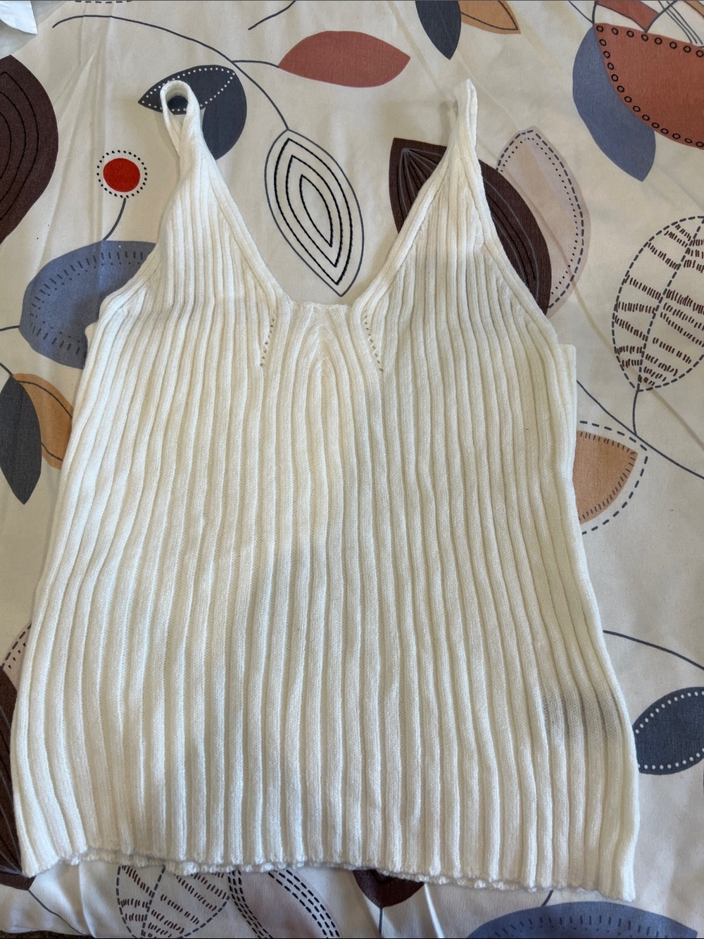 SHEIN Cream Ribbed V-Neck Camisole